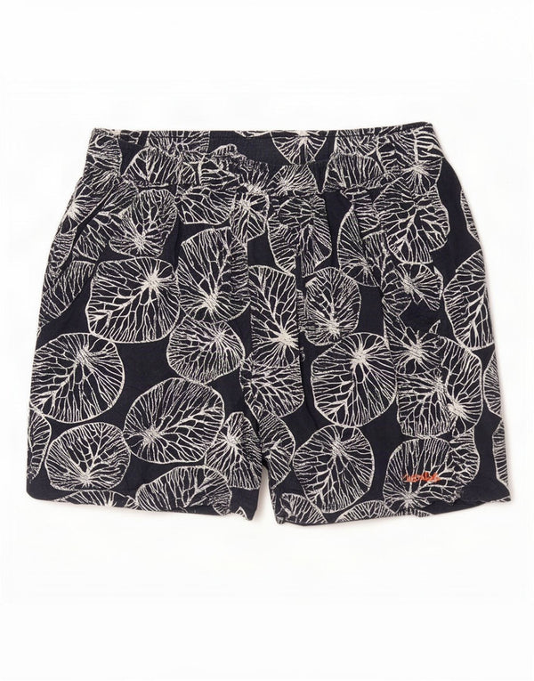 Weird Fish Womens Shorts UK 14 Medium W30 Navy Blue Floral Viscose