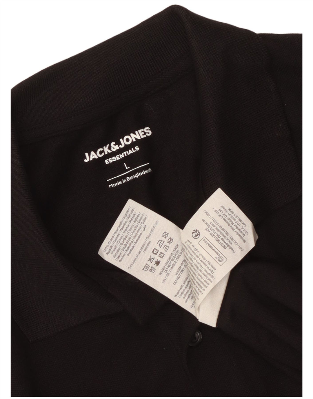 Jack & Jones Mens Polo Shirt Large Black Cotton