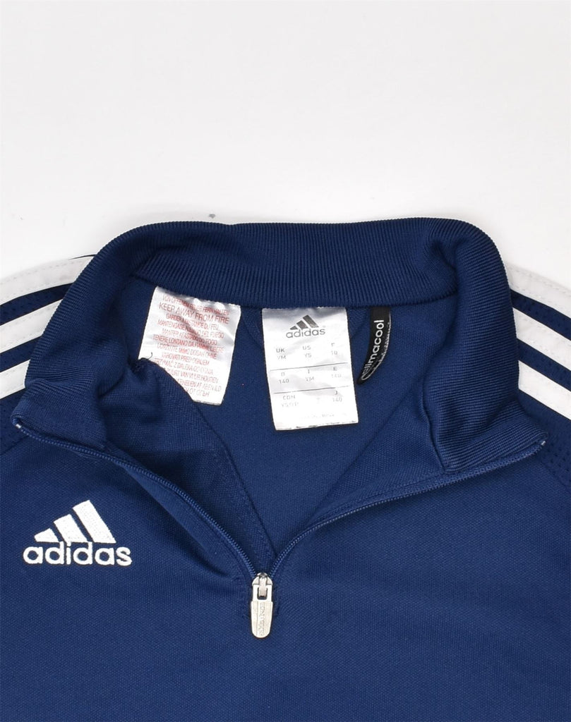 ADIDAS Boys Zip Neck Tracksuit Top 9-10 Years Navy Blue Polyester | Vintage | Thrift | Second-Hand | Used Clothing | Messina Hembry 