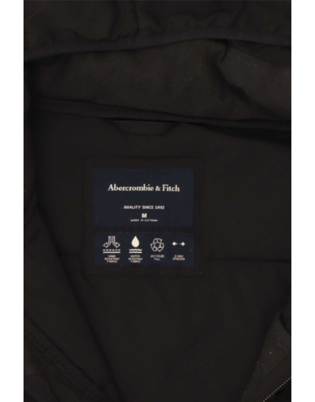 Abercrombie & Fitch Mens Hooded Padded Jacket UK 38 Medium Black