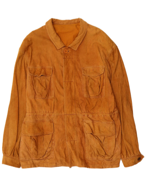 Diana Mens Suede Utility Jacket IT 52 XL Beige Leather