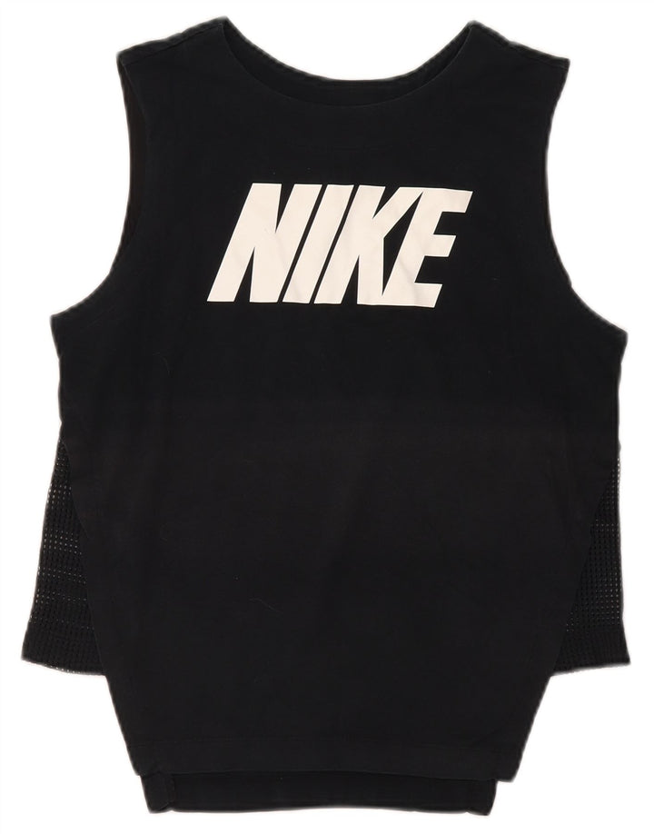 NIKE Womens Graphic Vest Top UK 10 Small Black Synthetic