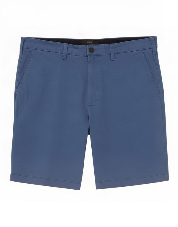Marks & Spencer Mens Chino Shorts W34 Large Blue Cotton