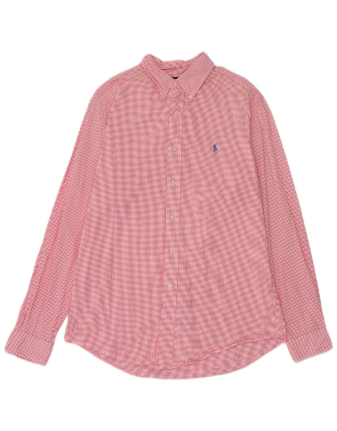 Ralph Lauren Mens Custom Fit Shirt Medium Pink Gingham Cotton