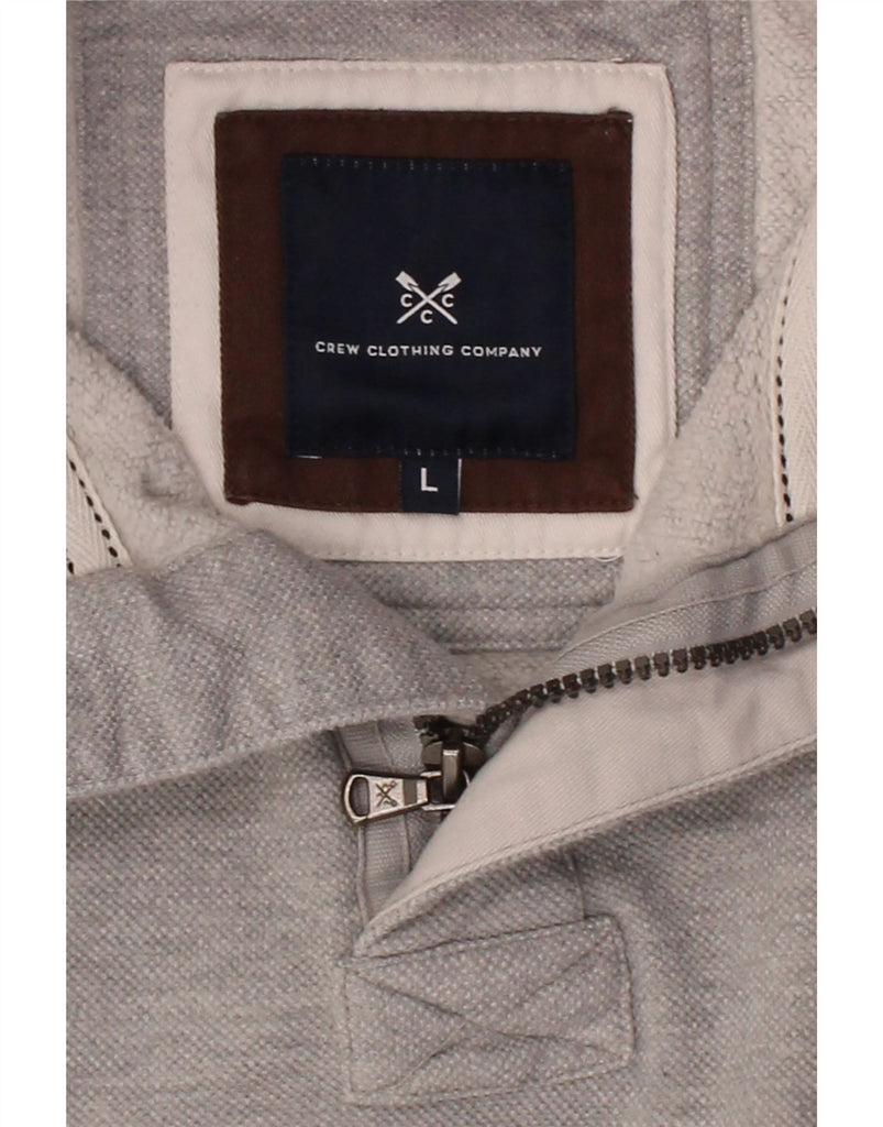 CREW CLOTHING Mens Zip Neck Sweatshirt Jumper Large Grey Cotton Vintage Crew Clothing and Second-Hand Crew Clothing from Messina Hembry 