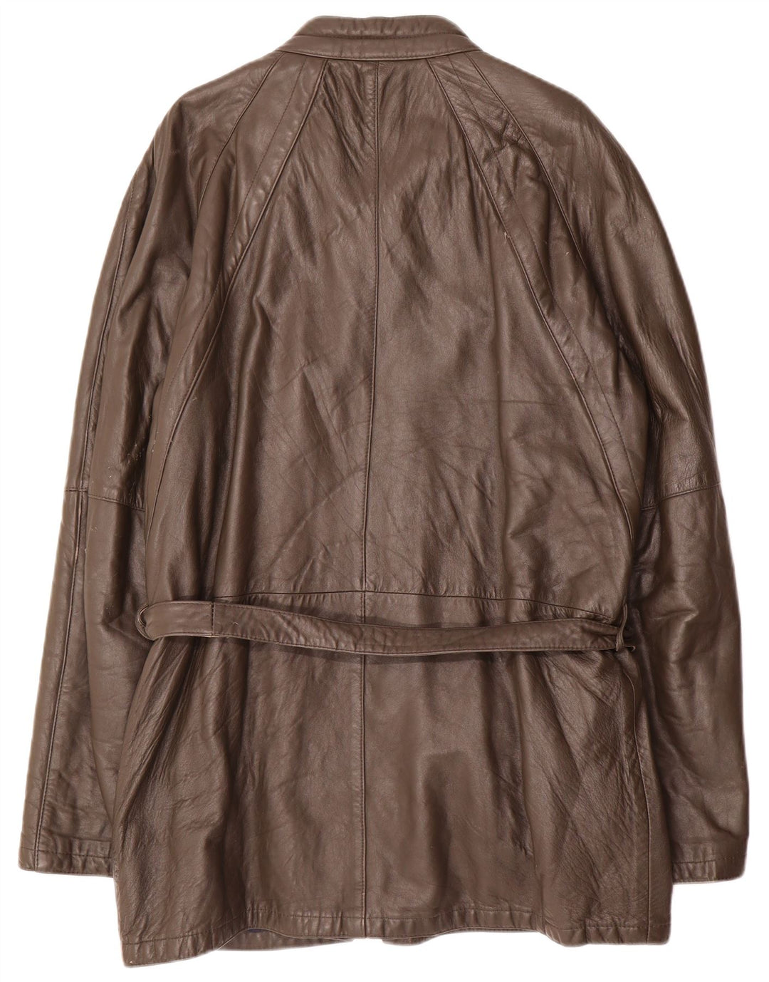 Vintage Mens Leather Coat UK 38 Medium Brown Leather