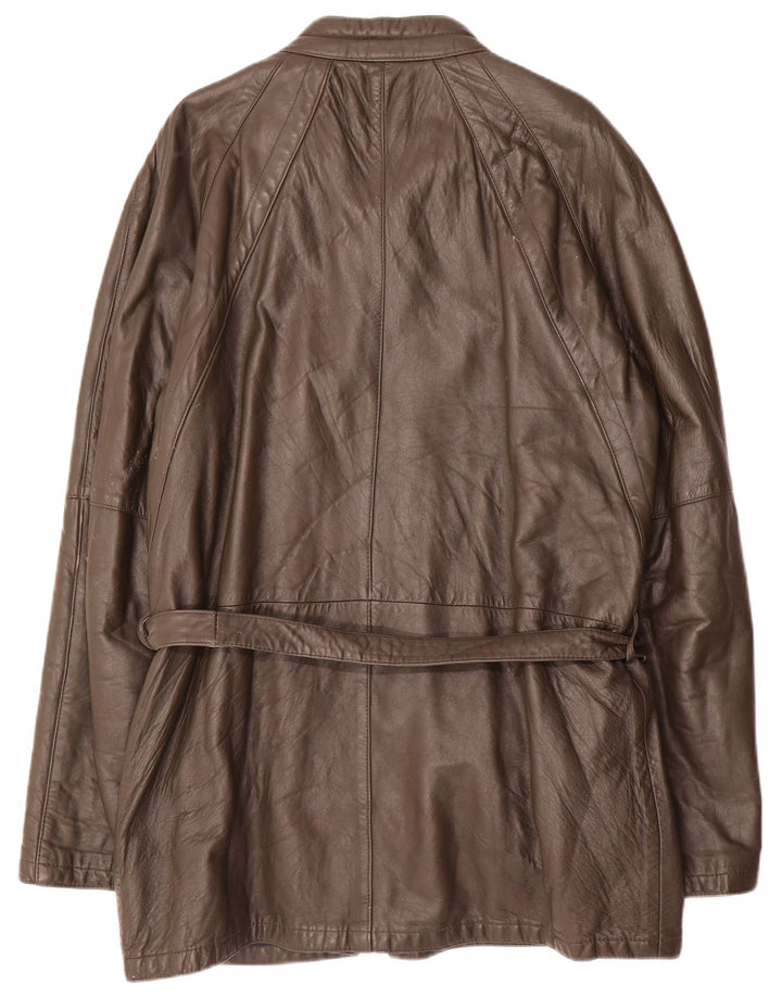 Vintage Mens Leather Coat UK 38 Medium Brown Leather