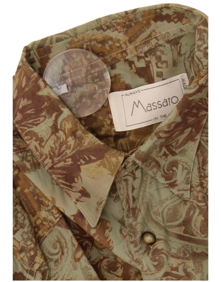 Massaro Mens Shirt Large Khaki Floral