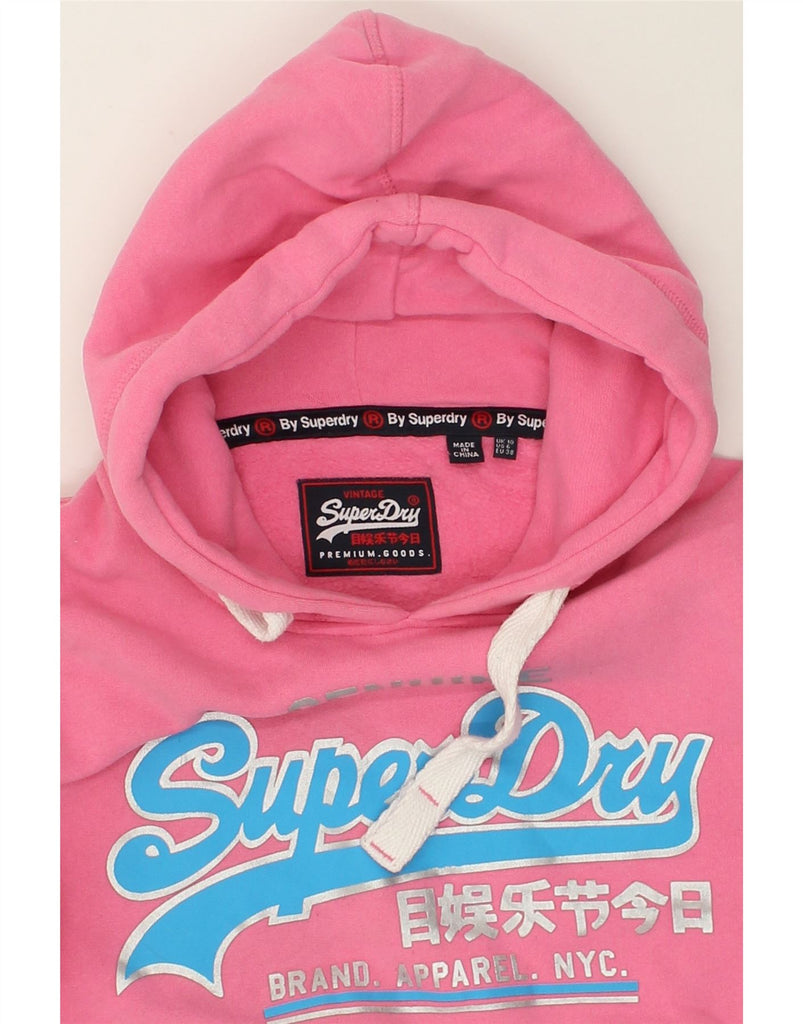 SUPERDRY Womens Graphic Hoodie Jumper UK 10 Small Pink Cotton | Vintage Superdry | Thrift | Second-Hand Superdry | Used Clothing | Messina Hembry 