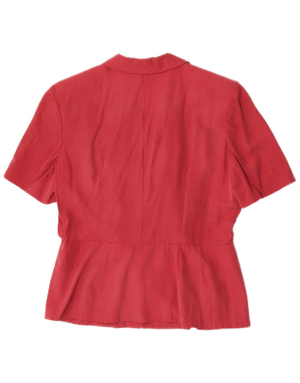 Ilia Womens Short Sleeve Cardigan Top IT 46 Large Pink Silk