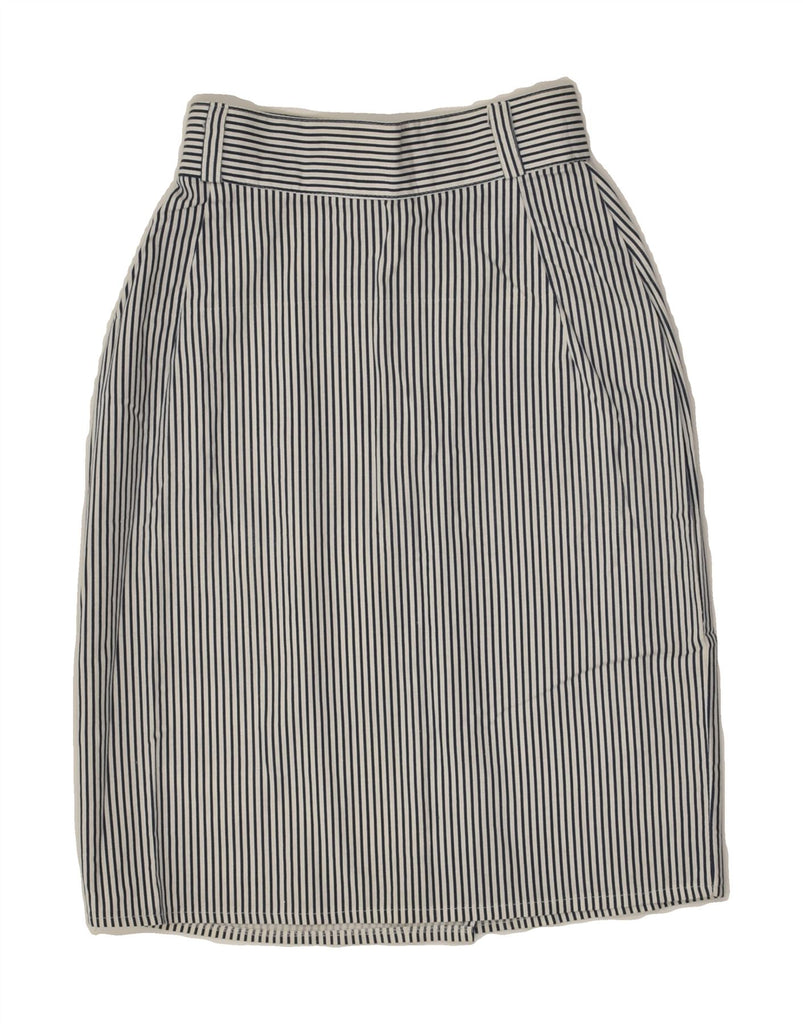 VINTAGE Womens Straight Skirt US 10 Large W22 Grey Pinstripe Cotton | Vintage Vintage | Thrift | Second-Hand Vintage | Used Clothing | Messina Hembry 