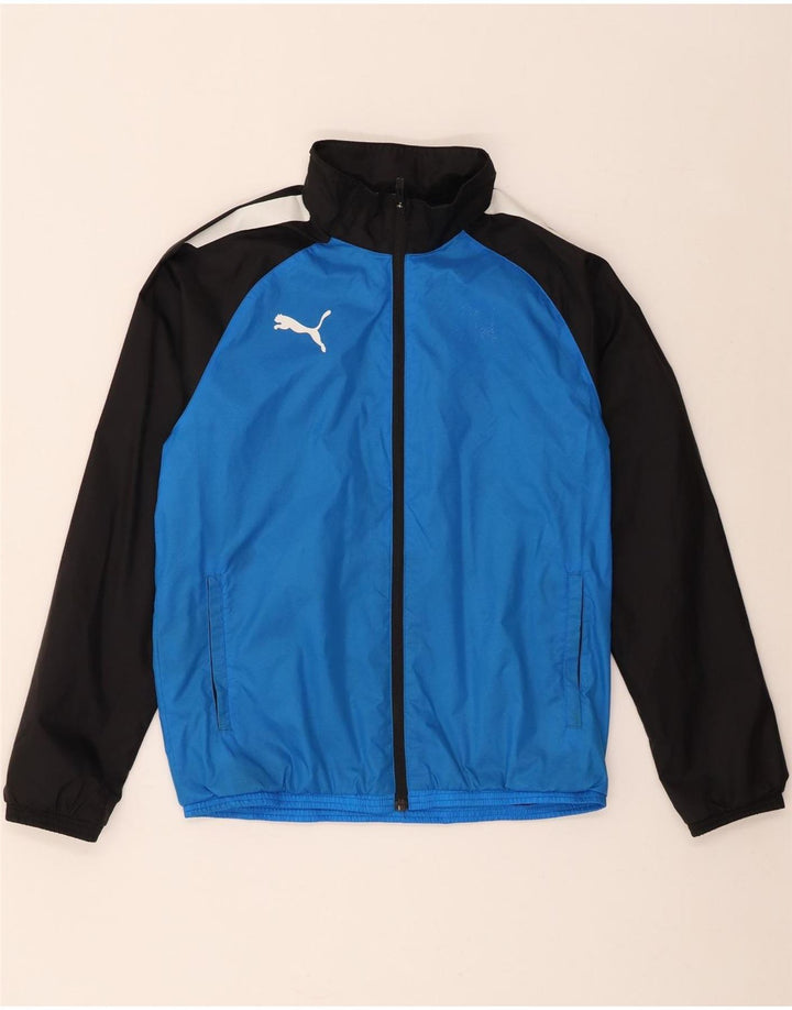 Puma Boys Tracksuit Top Jacket 13-14 Years Blue Colourblock Nylon