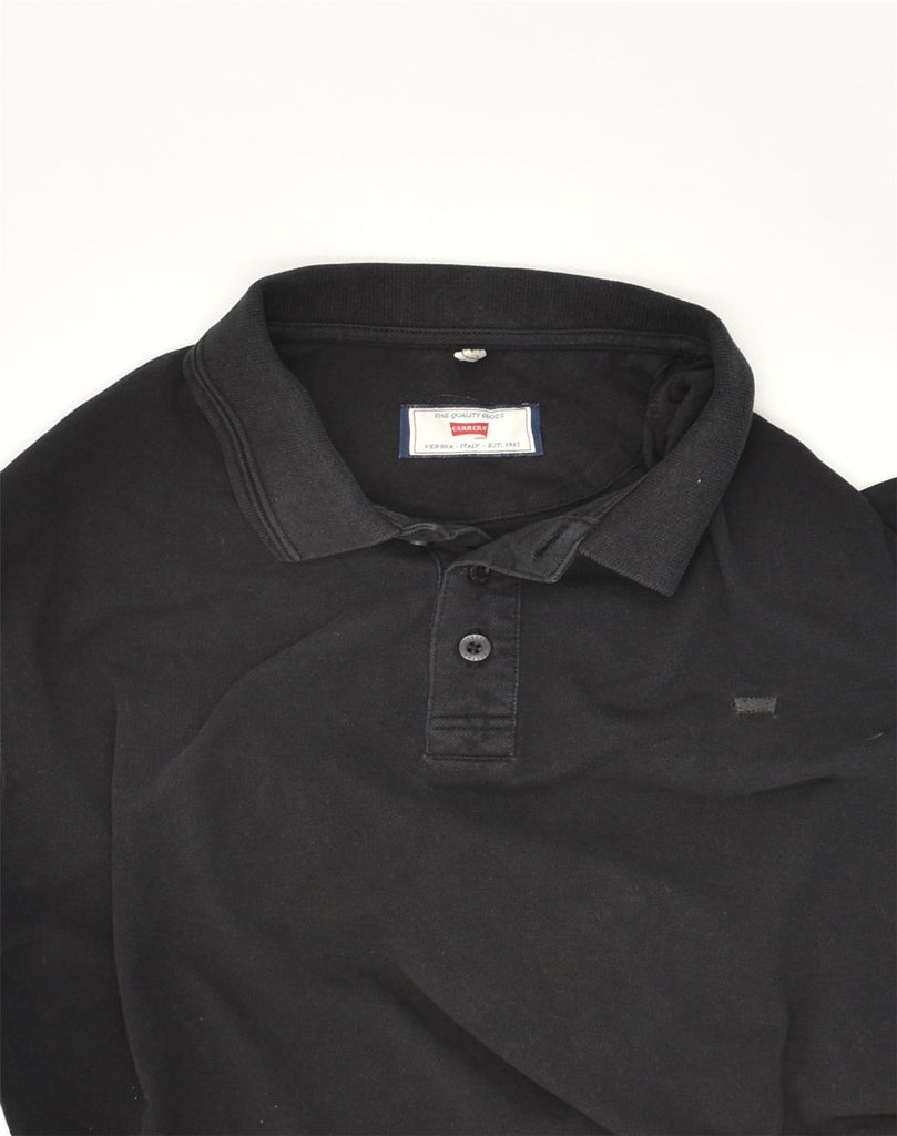 CARRERA Mens Long Sleeve Polo Shirt Medium Black Cotton | Vintage Carrera | Thrift | Second-Hand Carrera | Used Clothing | Messina Hembry 