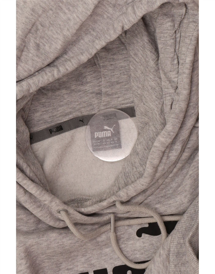 Puma Womens Graphic Hoodie Jumper UK 12 Medium Grey Flecked Polyester