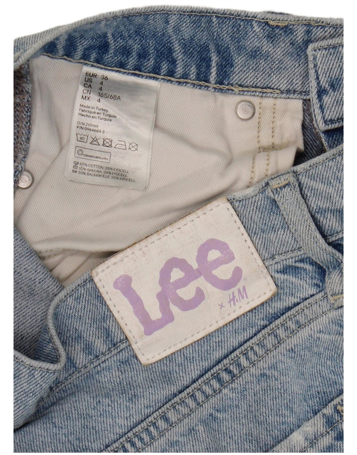 Lee Womens Distressed Straight Jeans EU 36 Small W30 L30 Blue Cotton