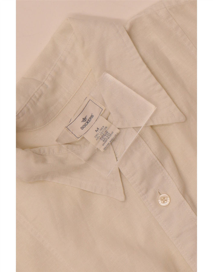 Dockers Mens Short Sleeve Shirt Medium White Linen