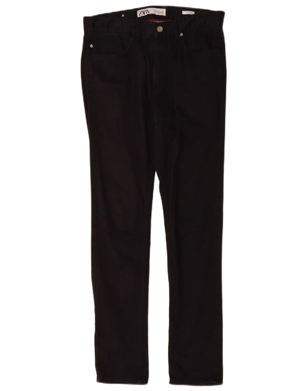 Zara Mens Skinny Casual Trousers EU 38 Small W30 L30 Navy Blue Cotton
