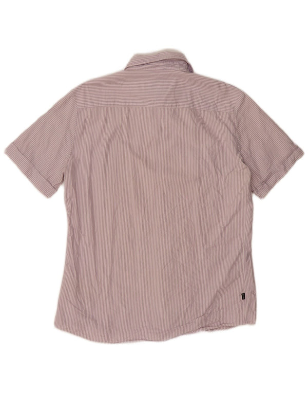 Blauer Mens Short Sleeve Military Shirt XL Lilac Pinstripe Cotton