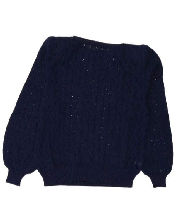 Luciana Womens Boat Neck Jumper Sweater IT 50 XL Navy Blue Cotton