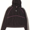 ADIDAS Womens Hooded Fleece Jumper UK 14 Medium Black Polyester