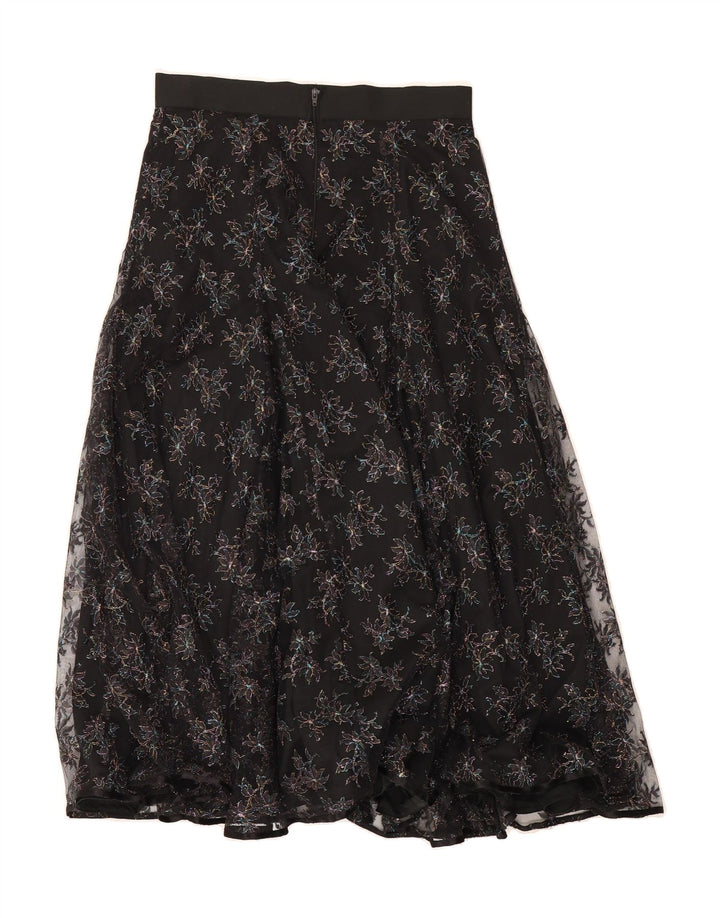 VINTAGE Womens A-Line Skirt W28 Medium  Black Floral Vintage Vintage and Second-Hand Vintage from Messina Hembry 