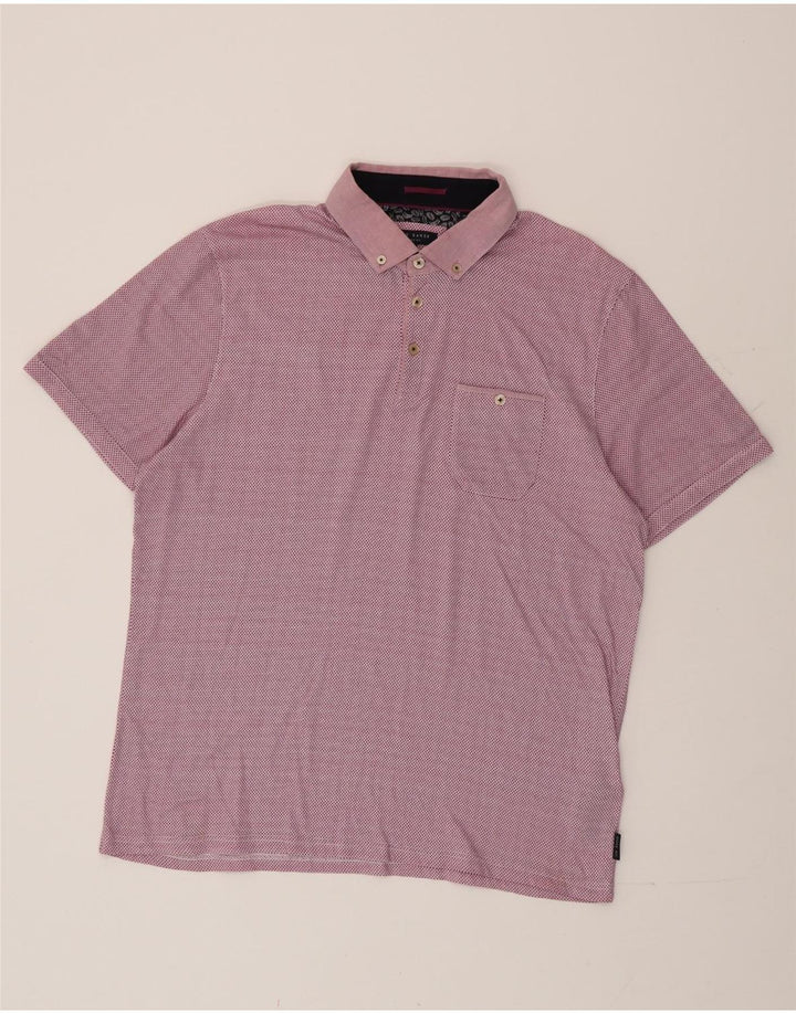 Ted Baker Mens Polo Shirt Size 6 2XL Pink Geometric Cotton