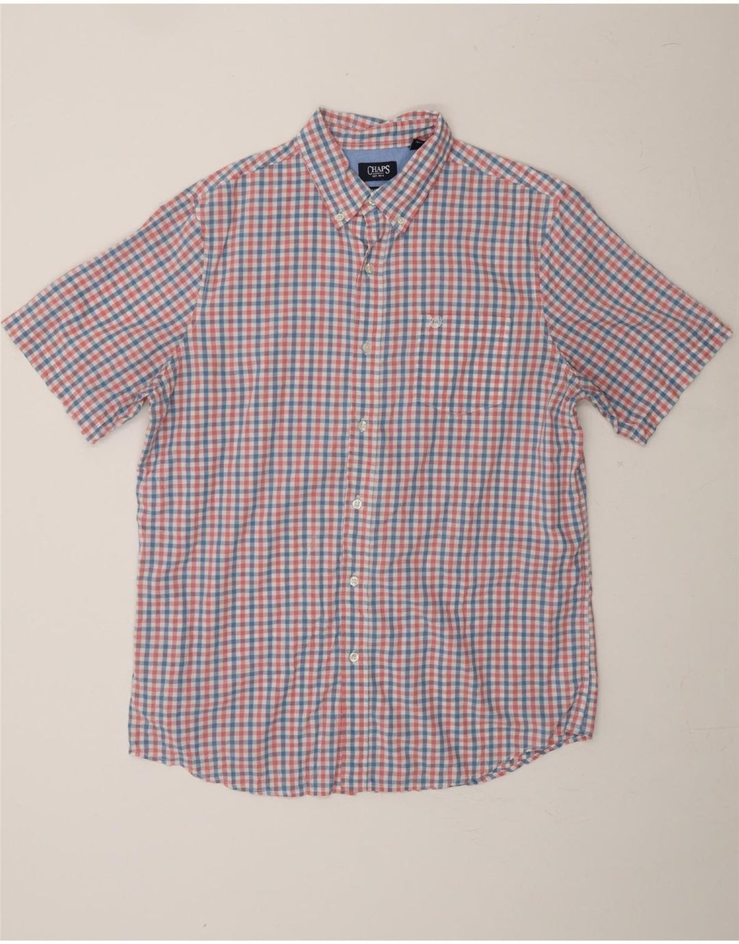 CHAPS Mens Short Sleeve Shirt Large Multicoloured Check Cotton Vintage Chaps and Second-Hand Chaps from Messina Hembry 