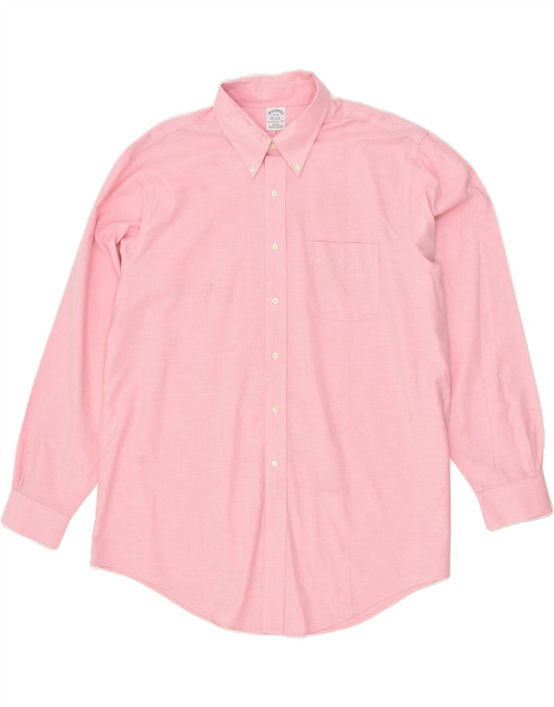 BROOKS BROTHERS Mens Slim Fit Shirt Size 18 2XL Pink Cotton | Vintage Brooks Brothers | Thrift | Second-Hand Brooks Brothers | Used Clothing | Messina Hembry 