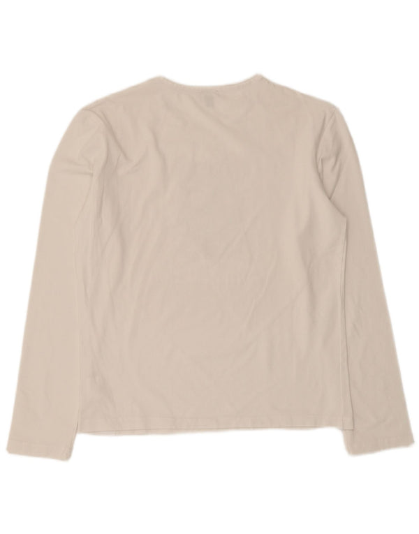 Calvin Klein Jeans Womens Graphic Top Long Sleeve UK 14 Large White Cotton