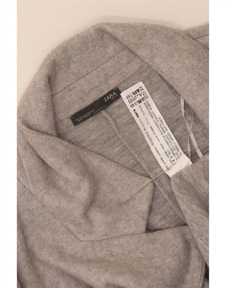 Zara Womens Open Overcoat UK 14 Medium Grey Polyester