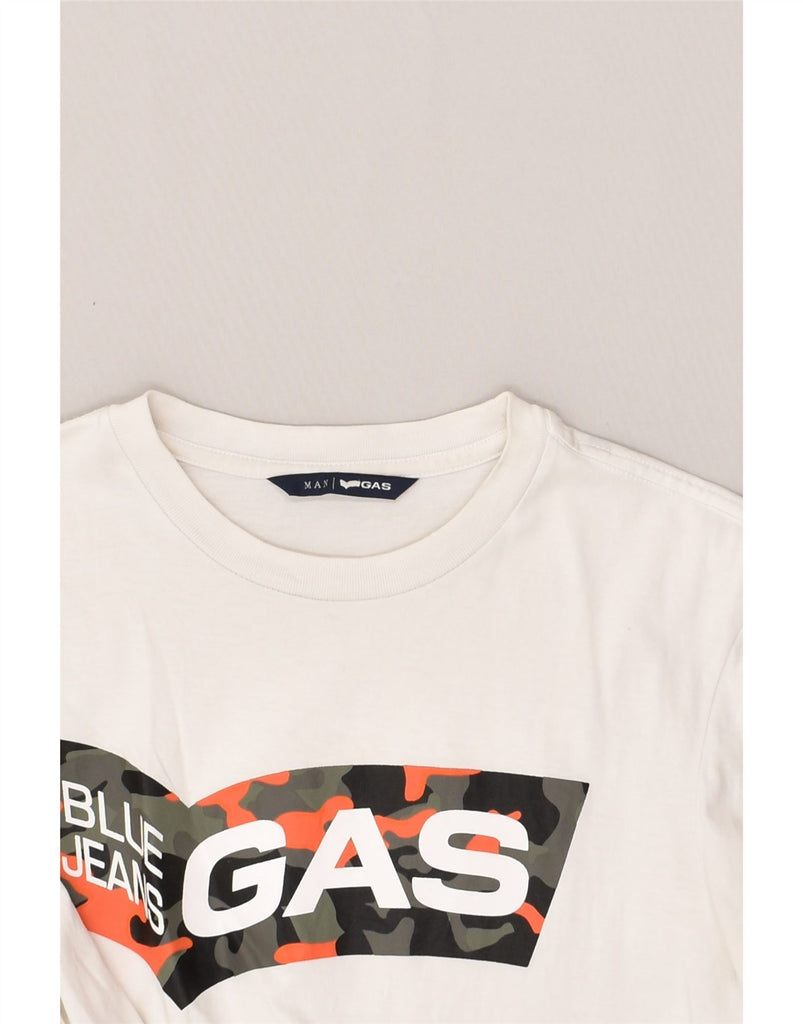 GAS Mens Graphic T-Shirt Top XS White Cotton | Vintage Gas | Thrift | Second-Hand Gas | Used Clothing | Messina Hembry 