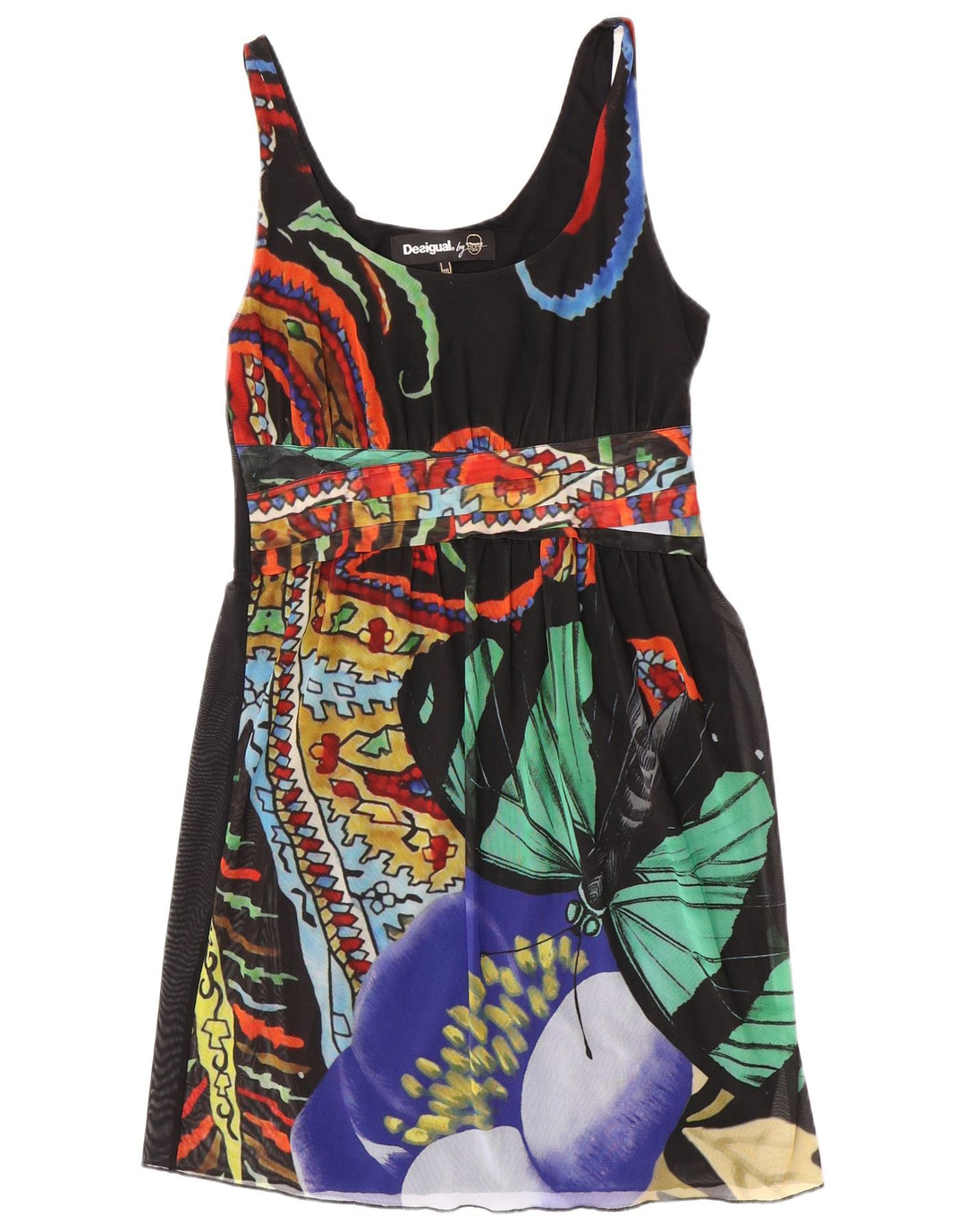Desigual Girls Abstract Pattern Sundress 15-16 Years 2XL Black Butterfly
