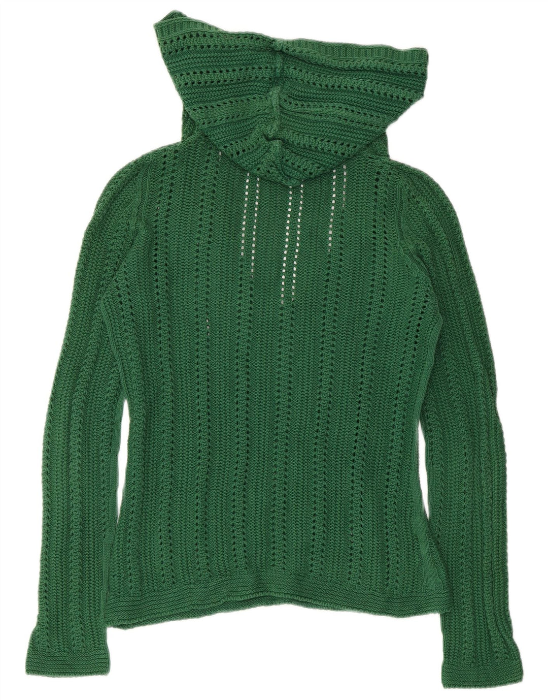 ZARA Womens Hooded Jumper Sweater UK 10 Small Green Cotton