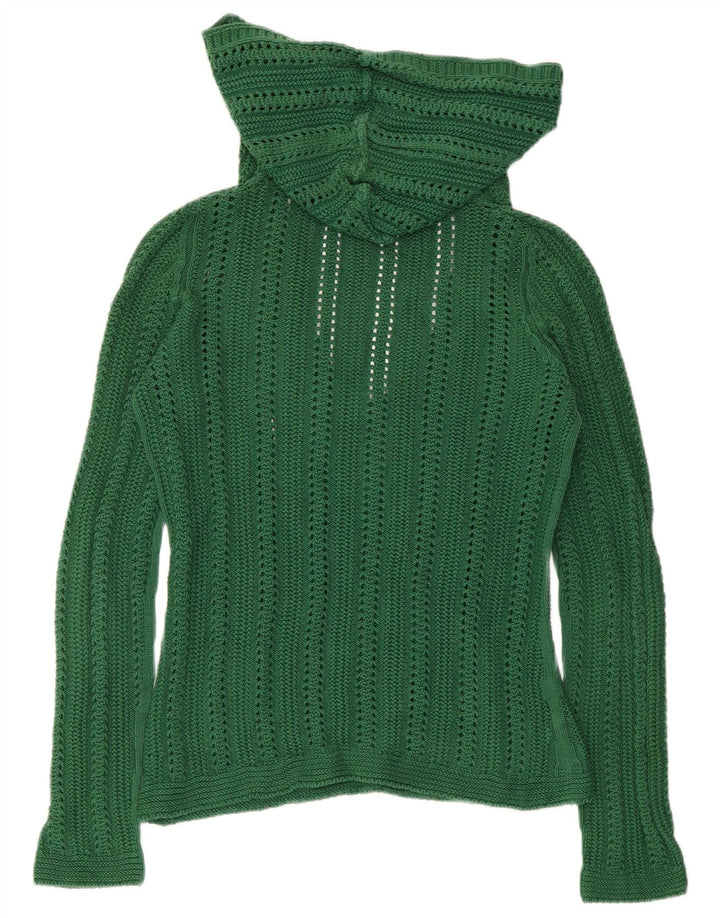 ZARA Womens Hooded Jumper Sweater UK 10 Small Green Cotton