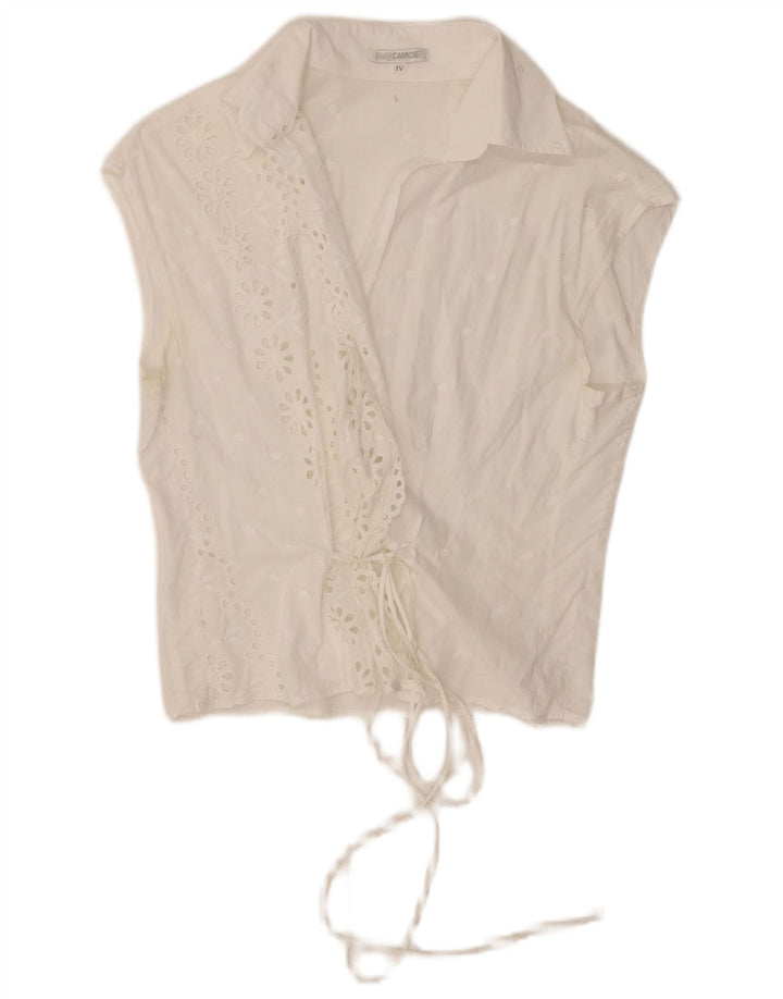 Naracamicie Womens Sleeveless Wrap Shirt Blouse UK 12 Medium White