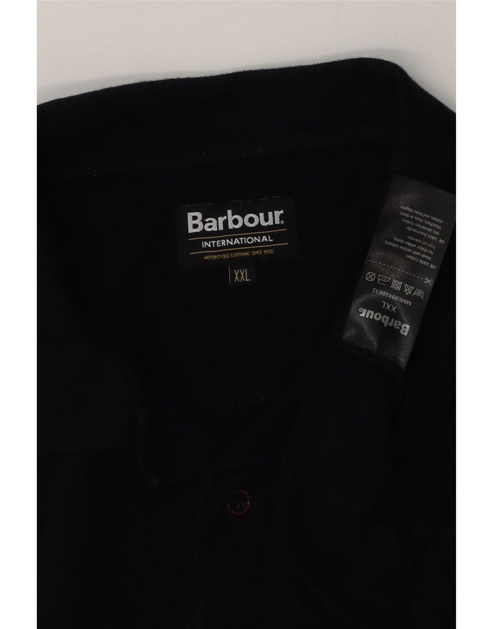 BARBOUR Mens Long Sleeve Polo Shirt 2XL Black Cotton