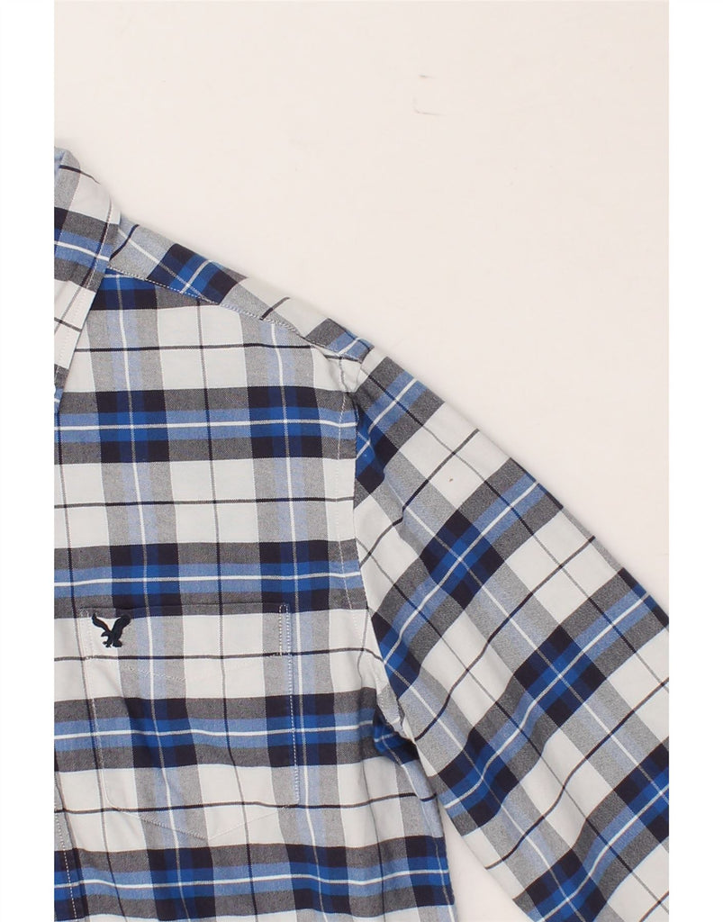 AMERICAN EAGLE Mens Classic Fit Flannel Shirt Small Blue Check Cotton Vintage American Eagle and Second-Hand American Eagle from Messina Hembry 