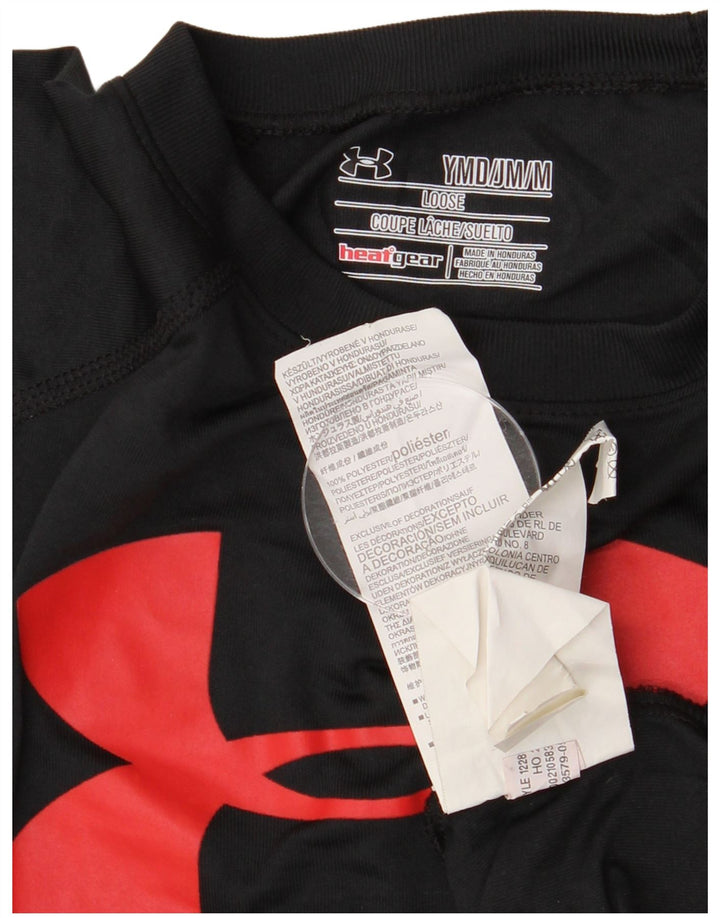 Under Armour Boys Heat Gear Graphic T-Shirt Top 9-10 Years Medium Black