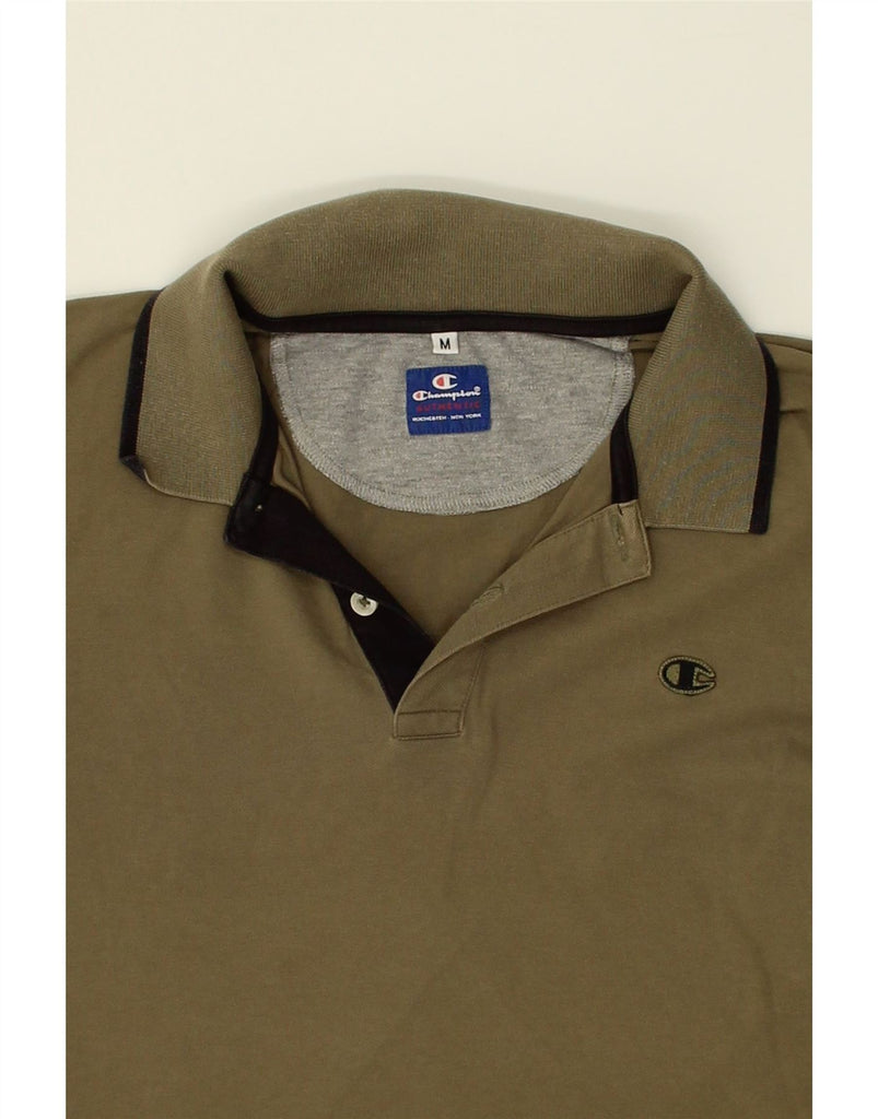 CHAMPION Mens Polo Shirt Medium Khaki | Vintage Champion | Thrift | Second-Hand Champion | Used Clothing | Messina Hembry 