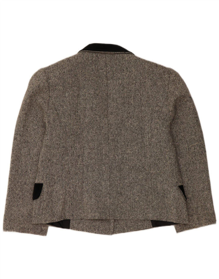 Reportage Womens 1 Button Blazer Jacket UK 14 Medium Grey Virgin Wool
