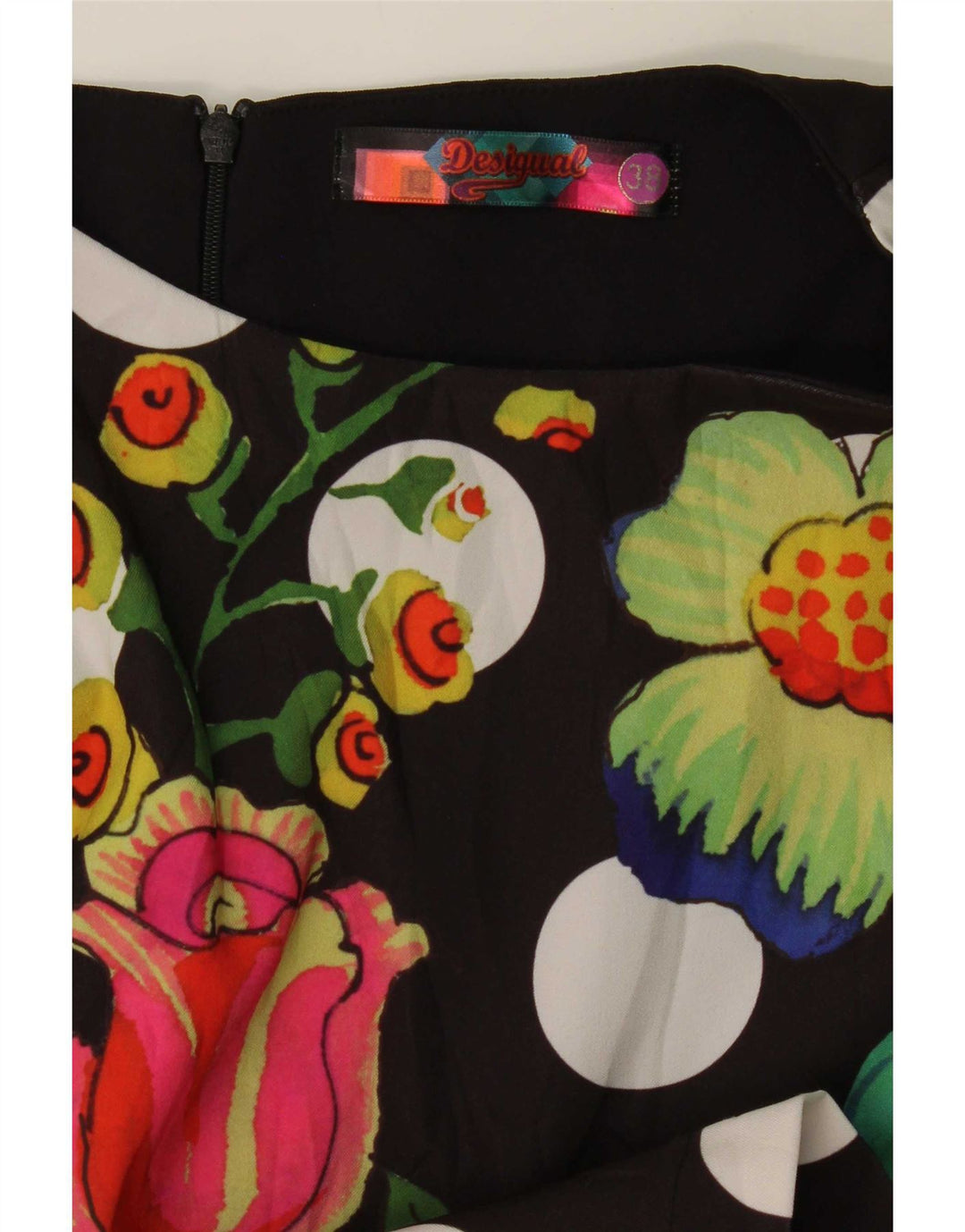 Desigual Womens Sleeveless Sheath Dress EU 38 Medium Black Floral