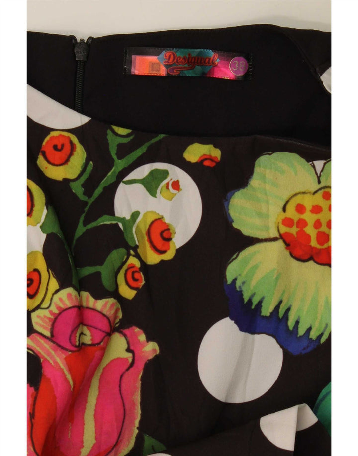 Desigual Womens Sleeveless Sheath Dress EU 38 Medium Black Floral