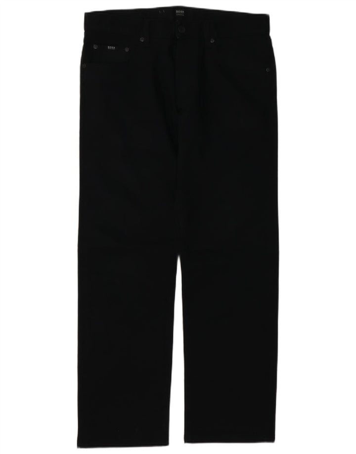 HUGO BOSS Mens Straight Jeans W33 L29 Black Cotton