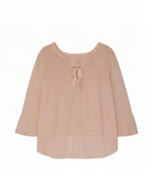 Odd Molly Womens Long Sleeve Front Tie See Through Top UK 12 Medium Pink