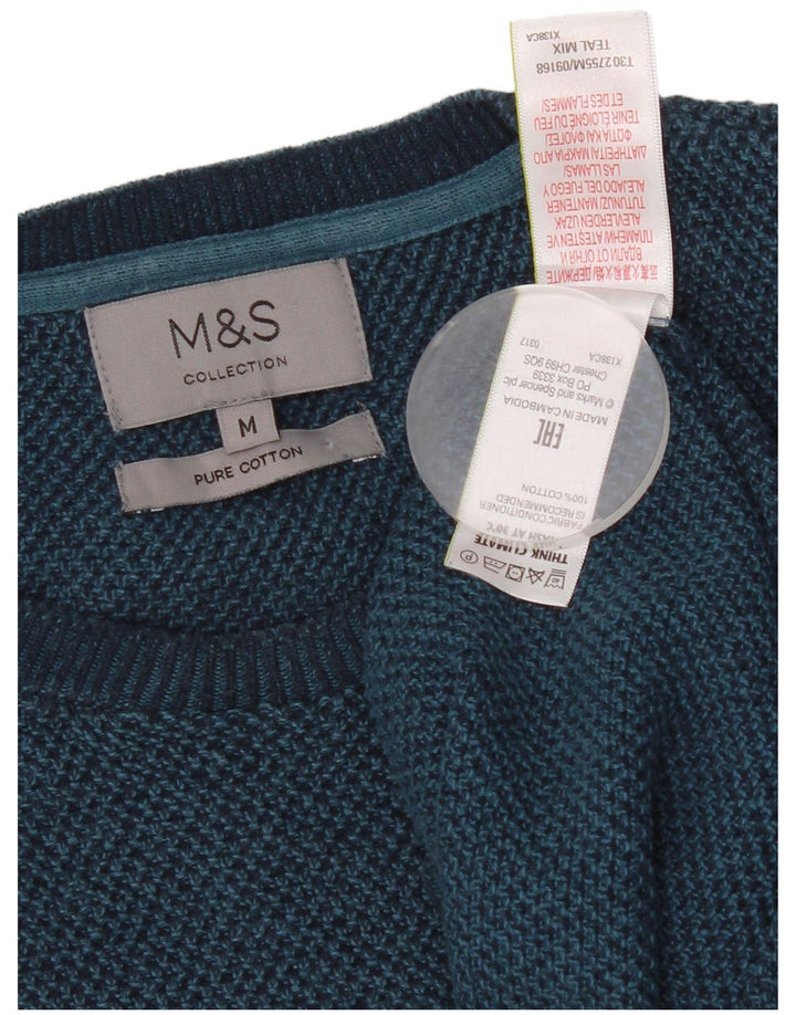 Marks & Spencer Mens Crew Neck Jumper Sweater Medium Blue Cotton