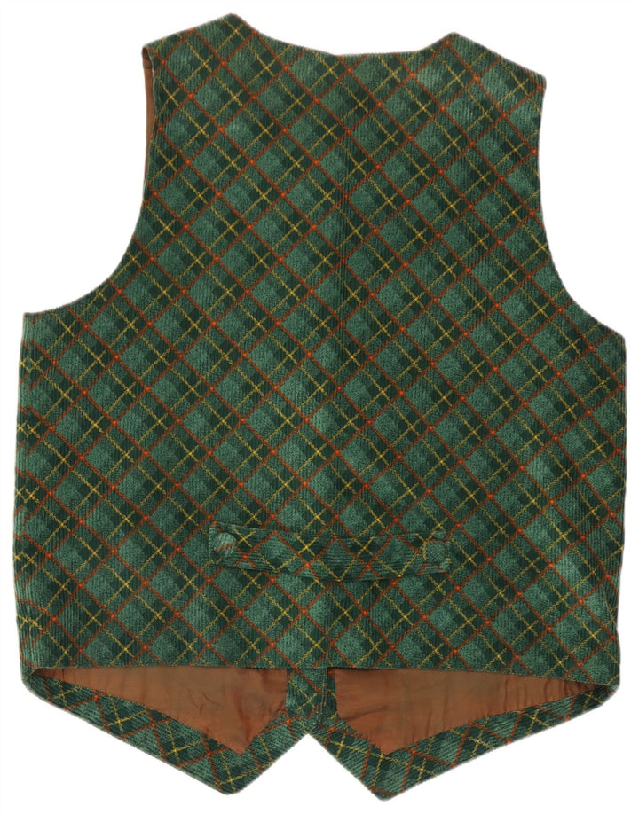 Vintage Womens Waistcoat UK 16 Large Green Check