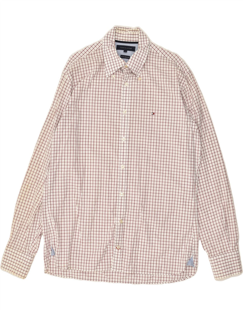 TOMMY HILFIGER Mens Shirt Large White Check Cotton | Vintage Tommy Hilfiger | Thrift | Second-Hand Tommy Hilfiger | Used Clothing | Messina Hembry 