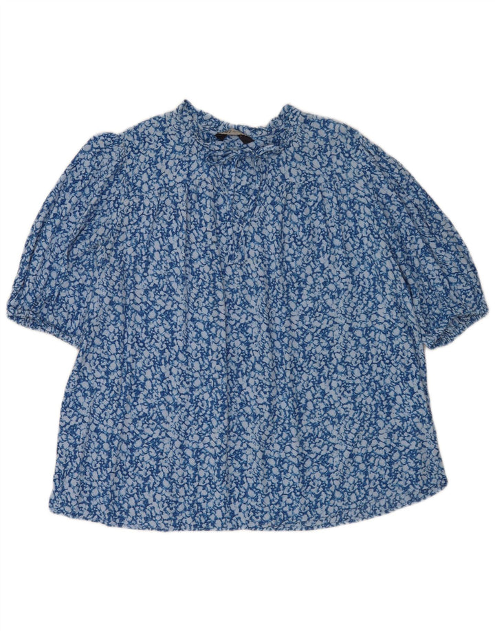 Marks & Spencer Womens Oversized Blouse Top UK 14 Large Blue Viscose