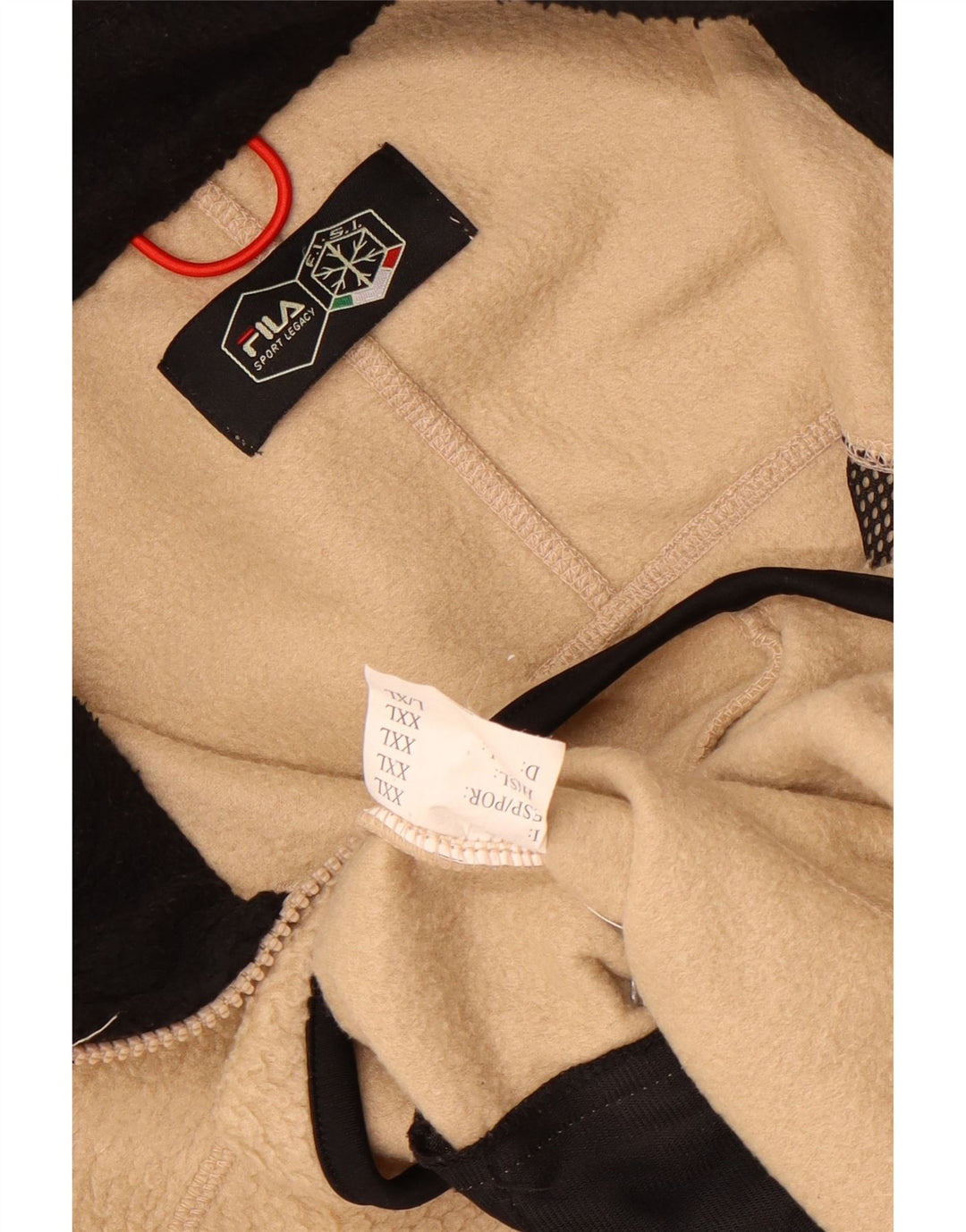 Fila Mens Fleece Jacket UK 44 2XL Beige Colourblock