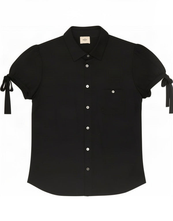 Cerruti 1881 Womens Short Sleeve Shirt UK 14 Large Black Viscose